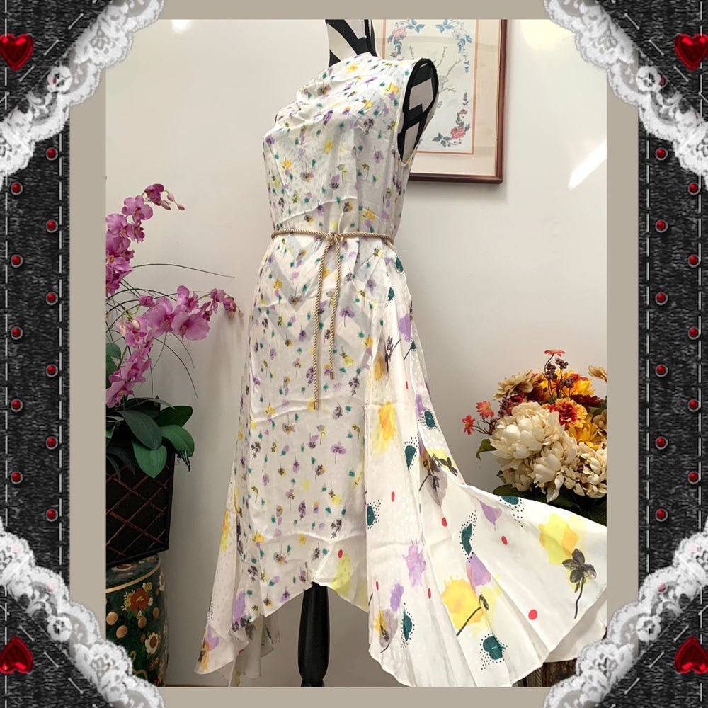 Top Shop Floral Print Self Tied Asymmetrical Dress
